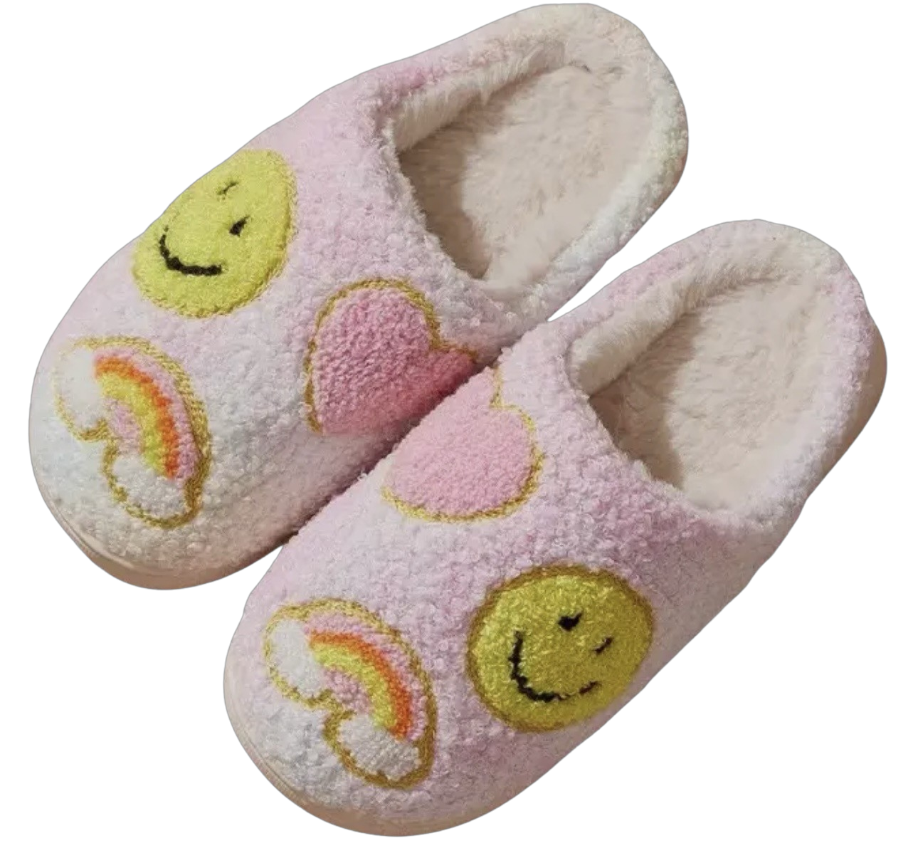 Smiley Rainbow Patch Face Slippers